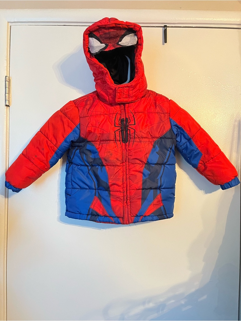 Marvel Red & Blue Spider-Man Hooded Puffer Jacket